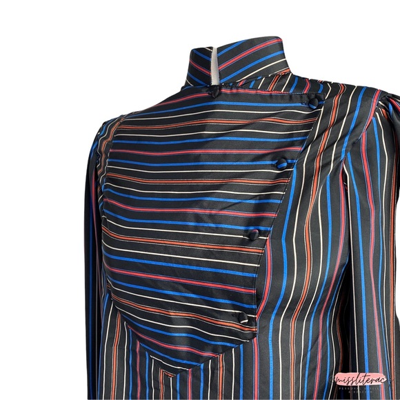 ❤️ Vintage le STJ Oriental Mockneck Puff Shoulder Longsleeve Blouse [Size M] - Picture 3 of 15